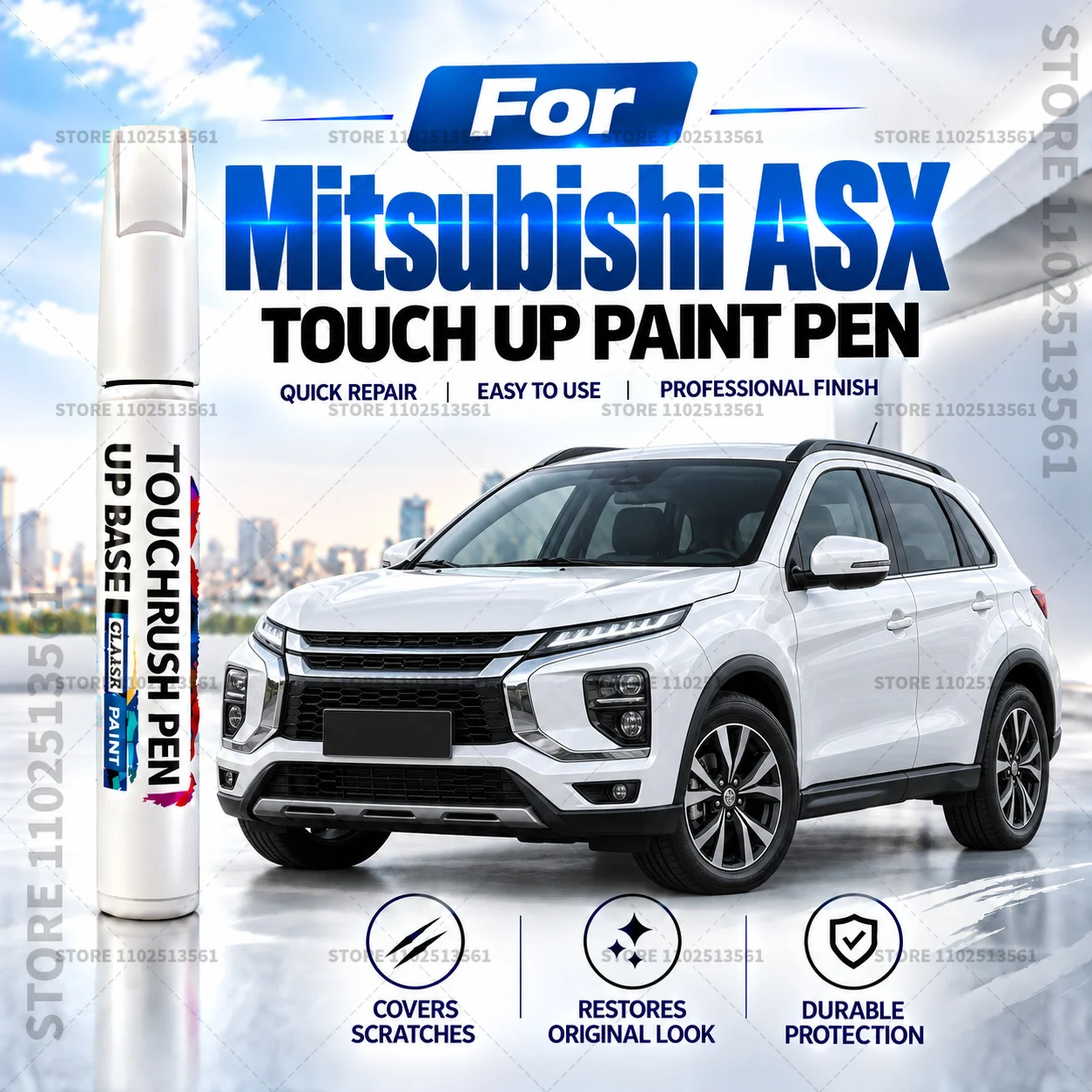 For Mitsubishi ASX White Black Car Scratch Remover Paint Pen Touch Up Marker for Auto Body Repair Door Bumper Fender Accessories