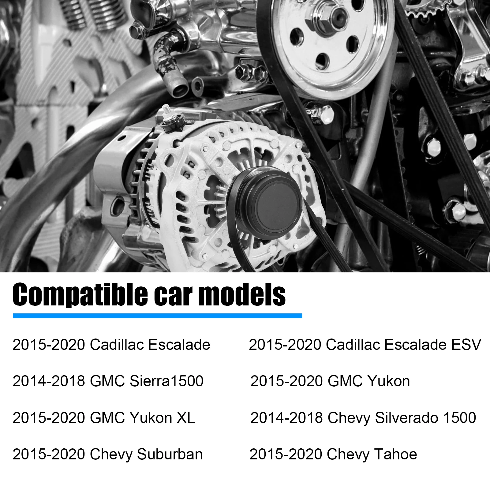 Alternateur de voiture 220A, remplacement d'alternateur de véhicule pour 22747896, 23487089, 84143543, 2014 Yukon, Yukon XL, 2014 banlieue