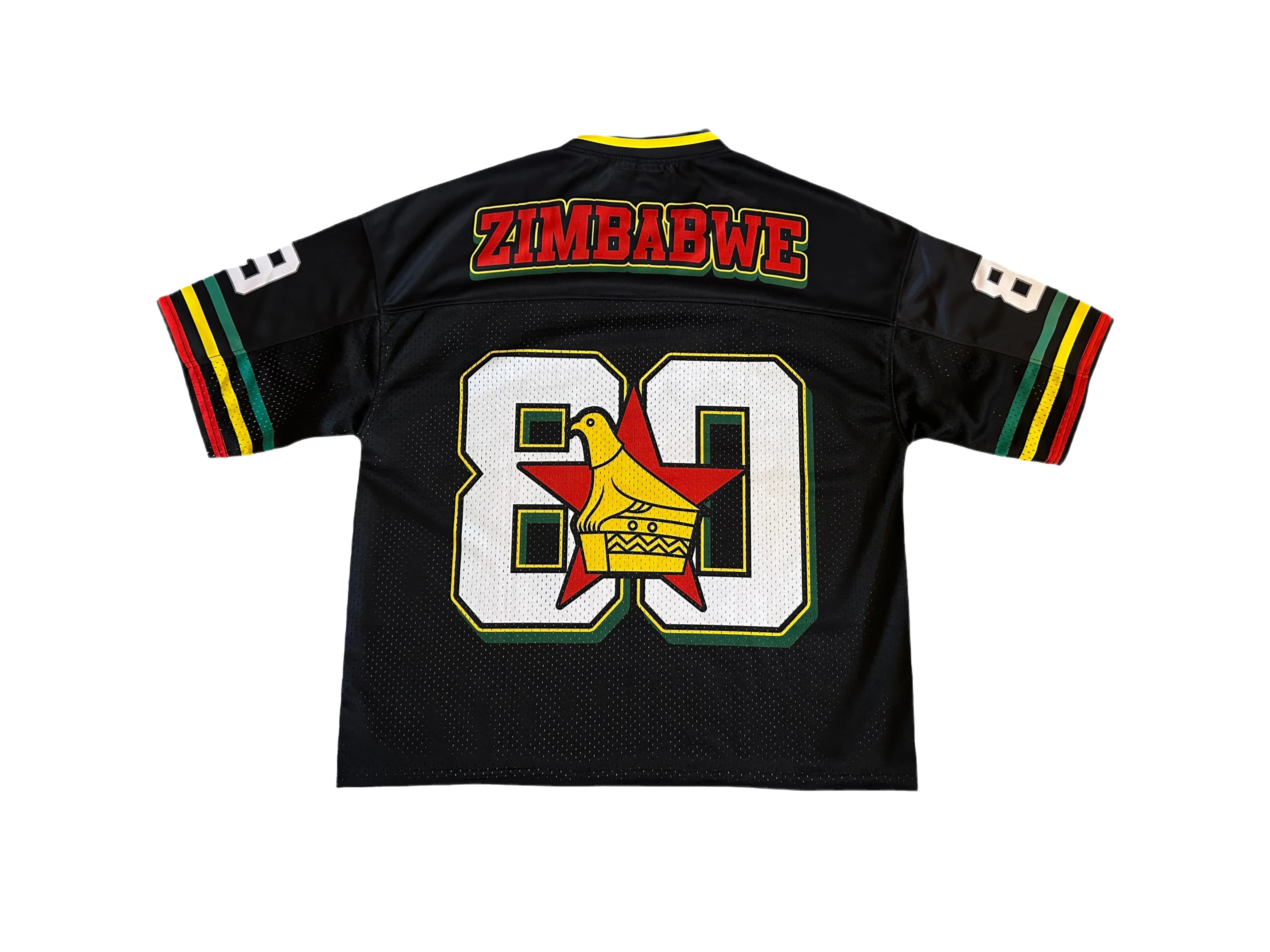 2026 Sommer Neuheit: Simbabweisches Herren-V-Ausschnitt-Kurzarm-Sweatshirt mit schwarzem Flaggen-Print – Street Style Sommer-Kurzarm-Oberteil – Detail 4