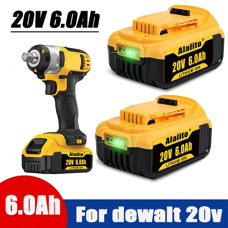 For dewalt 20V 6.0Ah Rechargeable battery for Dewalt Cordless screwdriver drill Screw gun wrench impact batteries DCB200 DCD790