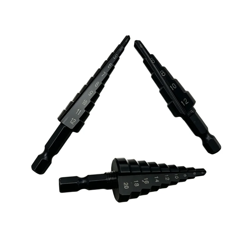3pcs X-Point Step Drill Bit Kit, Hex Shank Multiple Size Step Cone Drill for Hole Enlarging on Metal, Wood & PVC Materials