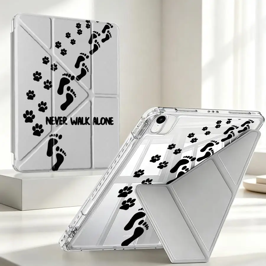 Footstep Paw Pattern With Pen Slot Cover Tablet Case For iPad 10th Gen Pro 13 2025 2026 12th Air 8 M2 M3 3 11th 9th Mini 7 6 5
