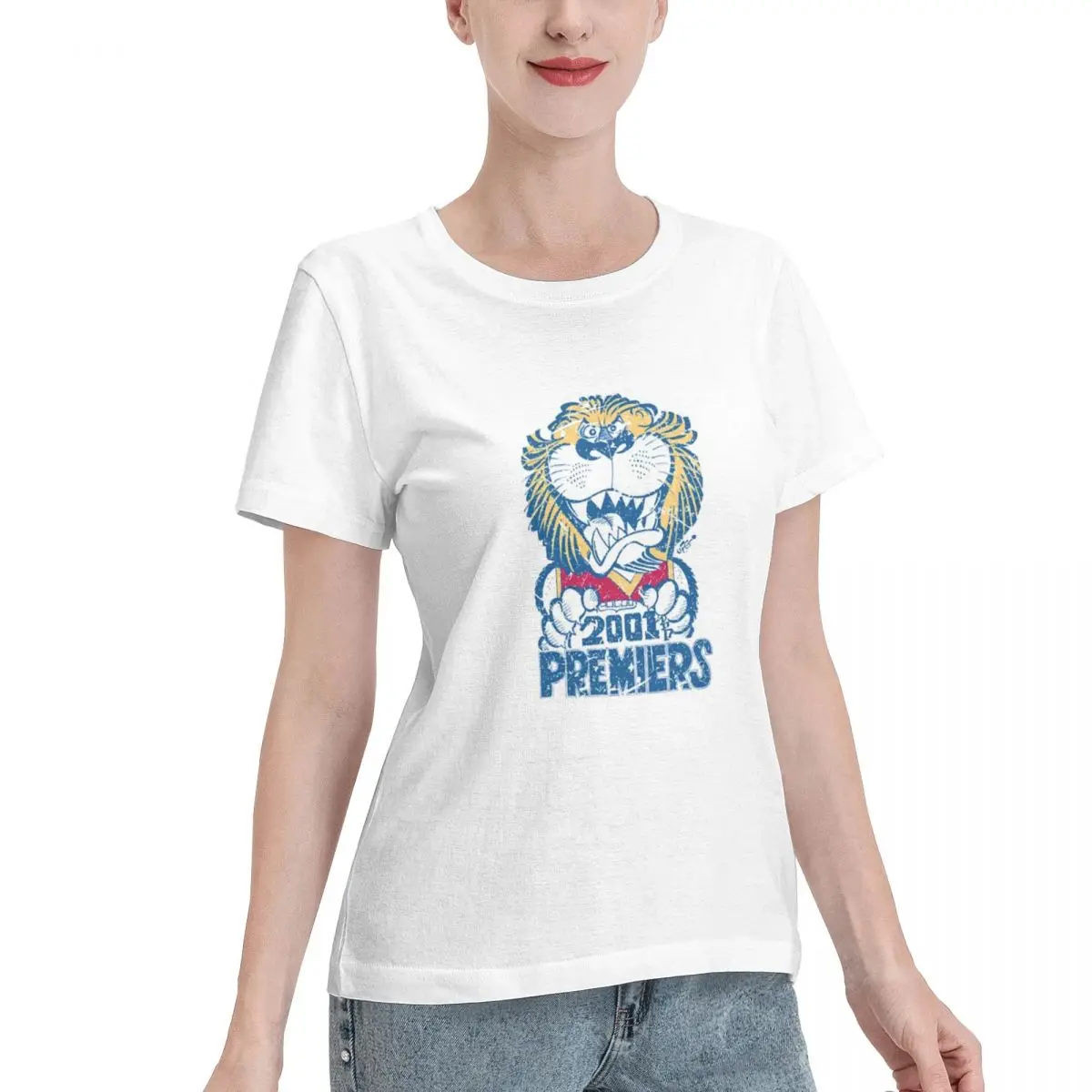 T-shirt de manga curta para mulher, t-shirt casual com gola redonda, feita de algodão, para uso ao ar livre