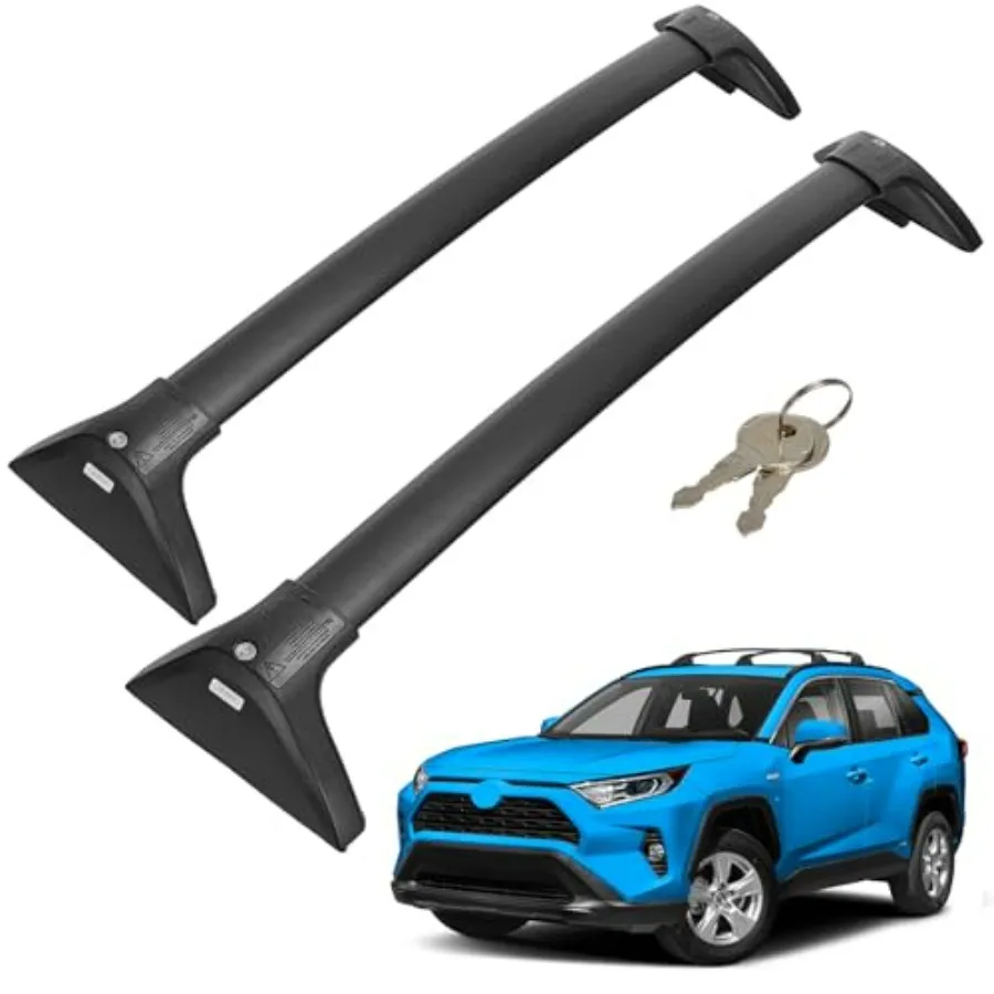 

Запираемые поперечины для багажника на крышу автомобиля для RAV4 2019-2025 с заводскими боковыми рейлингами, алюминиевые, черные, легкие, надежная фиксация