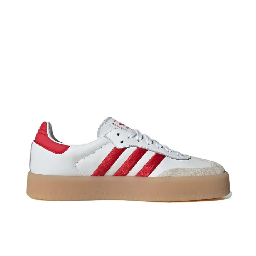 Adidas Originals SAMBA Classic Casual Low Top Board Shoes Estilos Masculinos e Femininos WhiteRedColorway