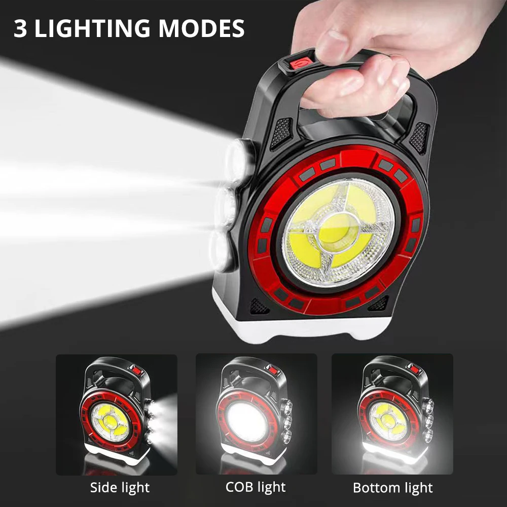 Waterproof LED Flashlight Solar USB Charging Work Light Powerful Camping Fishing Lantern 3 Modes Repair Torch Support USB output