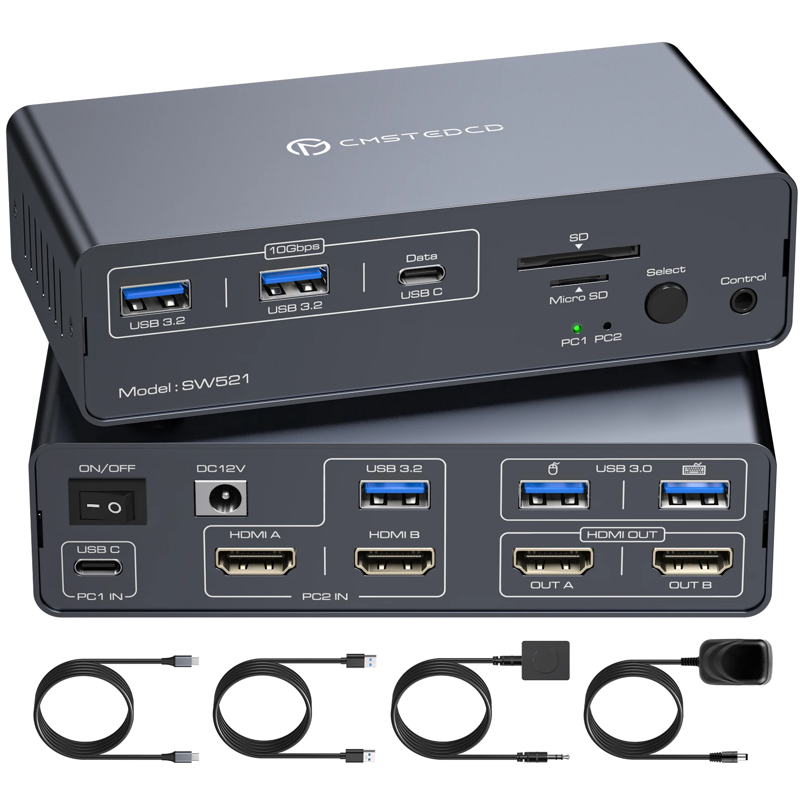 USB C docking station 2 monitors HDMI for laptop and desktop 13-in-1 docking station USBC with 4K@60Hz 2 HDMI 2.0, 10Gbps USBC +