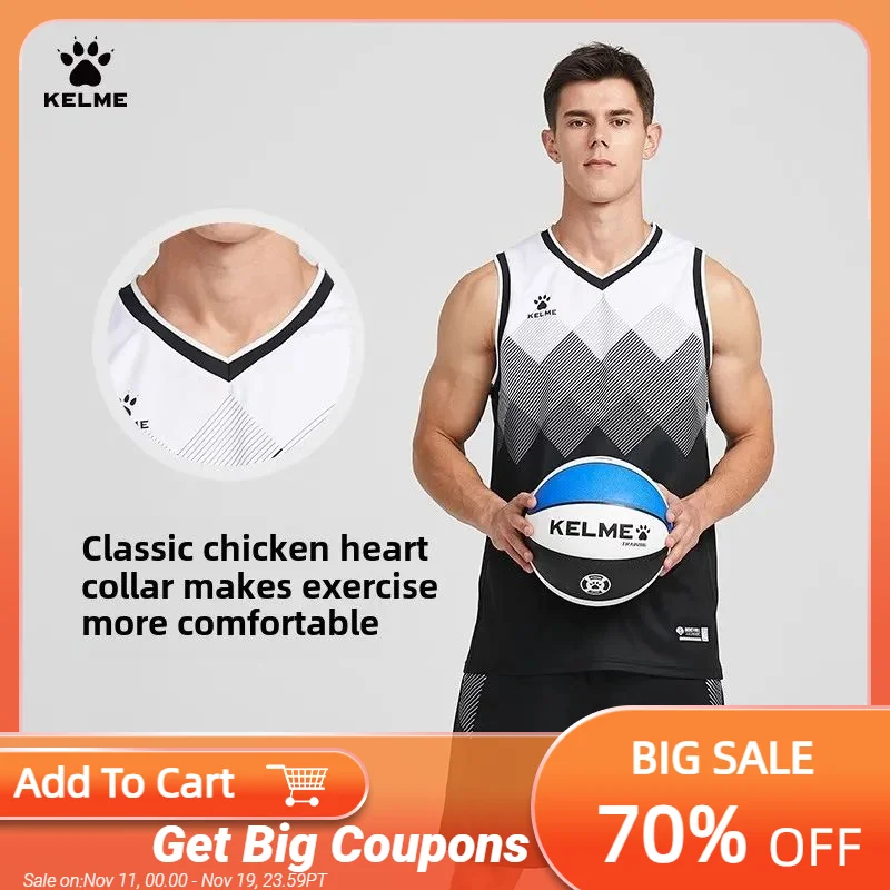 

Kelme Men's Basketball Suits Outdoor Running Sportswear Fitness Training Suits Jersey Jacket Breathable Quick-drying Jersey