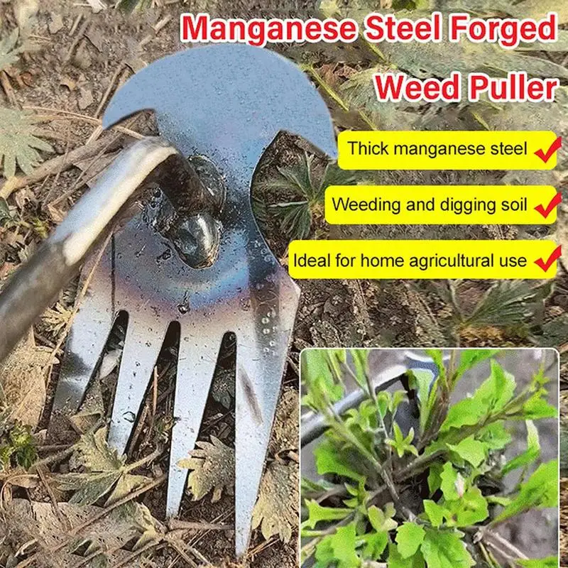 Garden Grass Weeder 4 Teeth Plants Grass Root Weeding Hand Grass Pulling Tool Uprooting Weeding Artifact For Yard Patio
