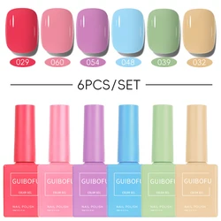 6Pcs/Set Gel Nail Polish Set Fall Shine Finish Semi Permanent Glitter Sequins Nail Polish Set Kit Soak Off Uv Varnish Nail Art