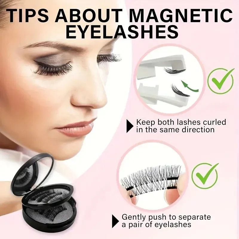 8pcs Magnetic Eyelash Kit Natural False Lashes Waterproof Eyelashes Extension Kit Reusable Wispy False Eyelashes Makeup Tools