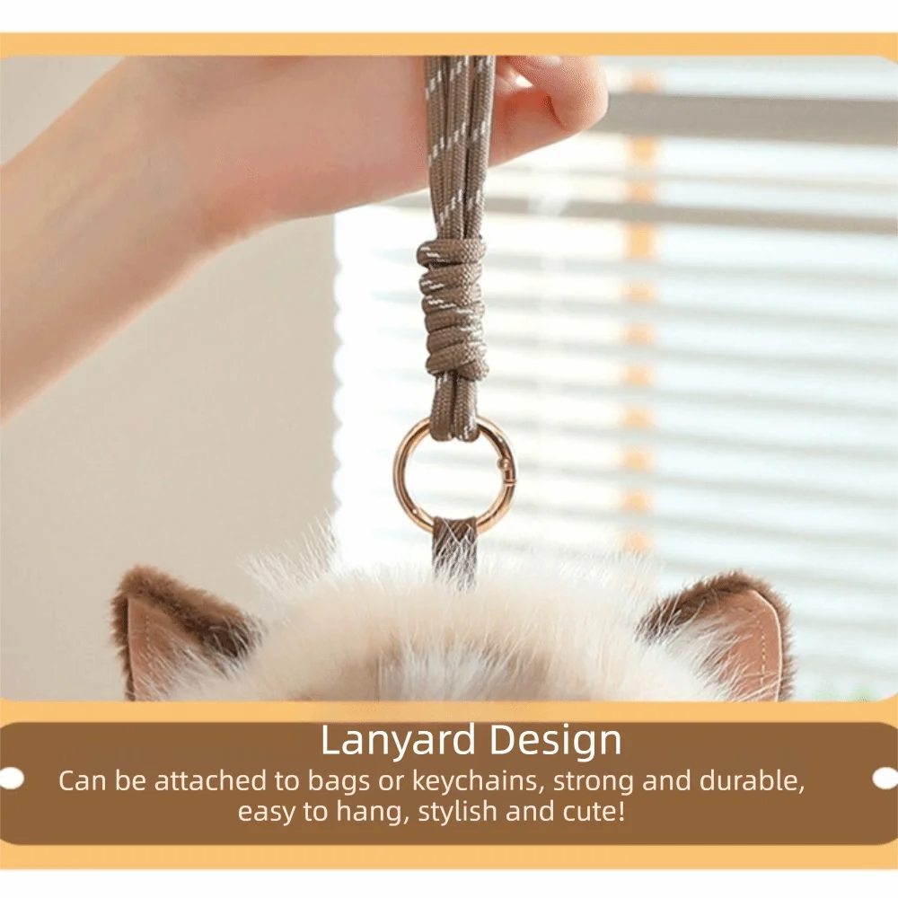Kawaii 33CM Cat Plush Keychain Long Tail Cute Kitten Pendant Big Head with Wallet Stuffed Animal Doll Bag Pendant