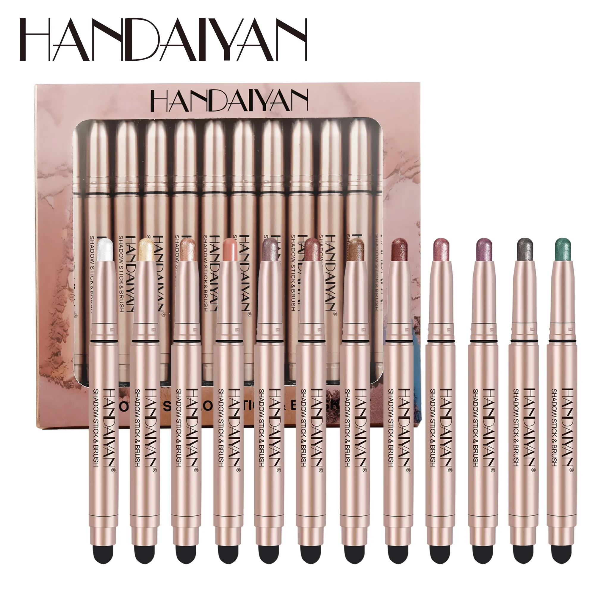 HANDAIYAN Lying Silkworm Pen Evidenziare Ombretto Stick Set Ombretto opaco perlescente duraturo Impermeabile Illumina il trucco degli occhi