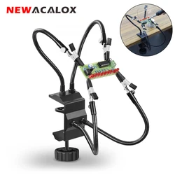 NEWACALOX Bureau Clip-on Derde Hand Soldeergereedschap 4-armen Helpende Handen PCB Houder Ambachten Sieraden Hobby Workshop Helpstation