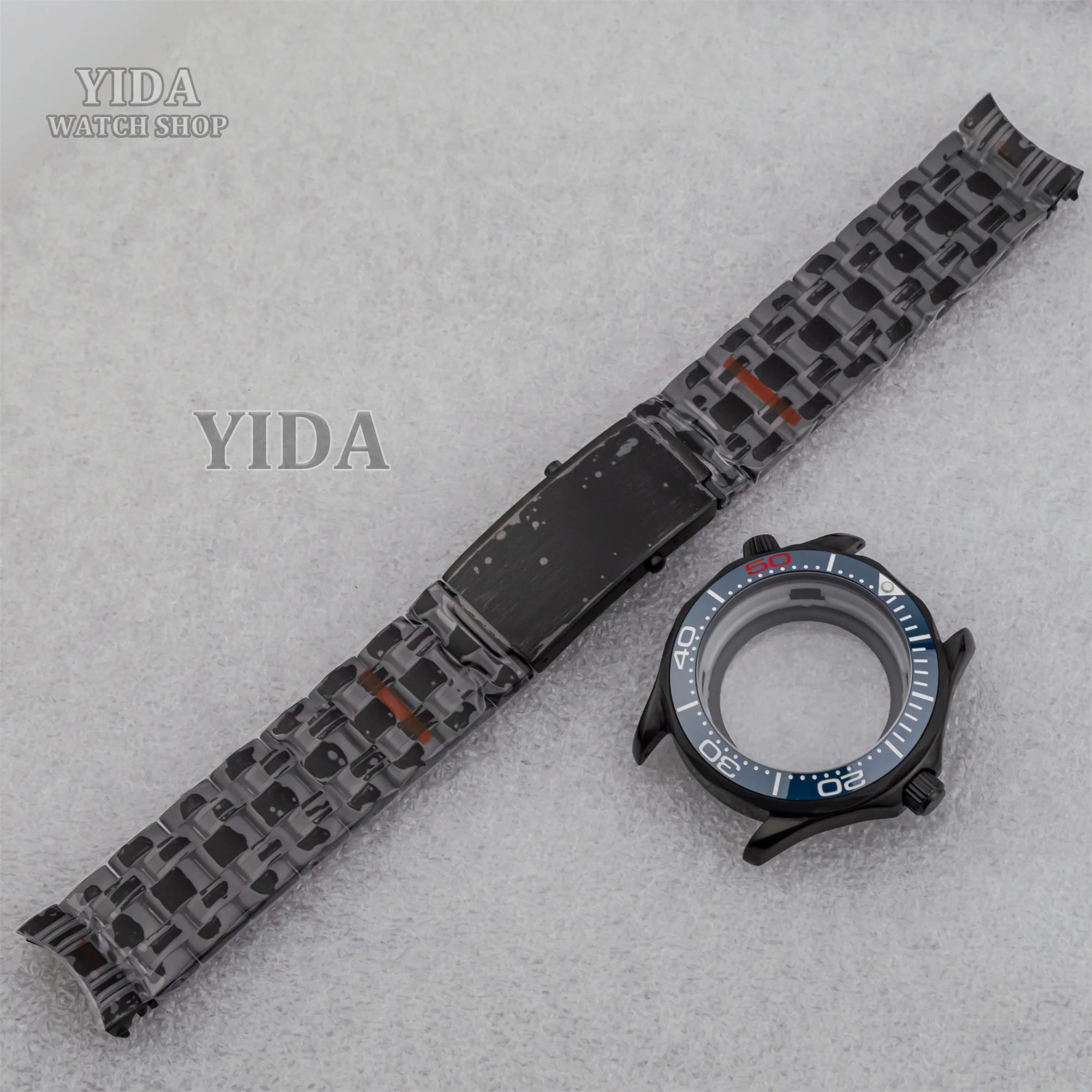 

for NH35 Seamaster 300 Case PVD Black 316L Stainless Steel Watch Band Sapphire Glass For NH36 Automatic Movement Mod Replacement