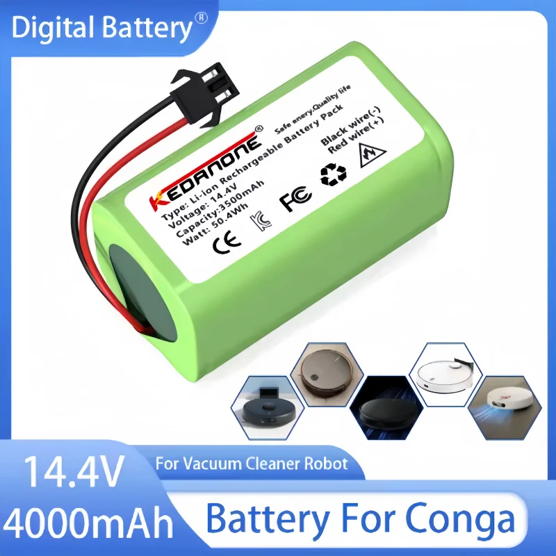 بطارية ليثيوم أيون جديدة 14.4 فولت 4.0 أمبير في الساعة لـ Cecotec Conga Excellence 950 990 1090 Ecovacs Deebot DN621 601/605 Eufy RoboVac 35C Panda i7