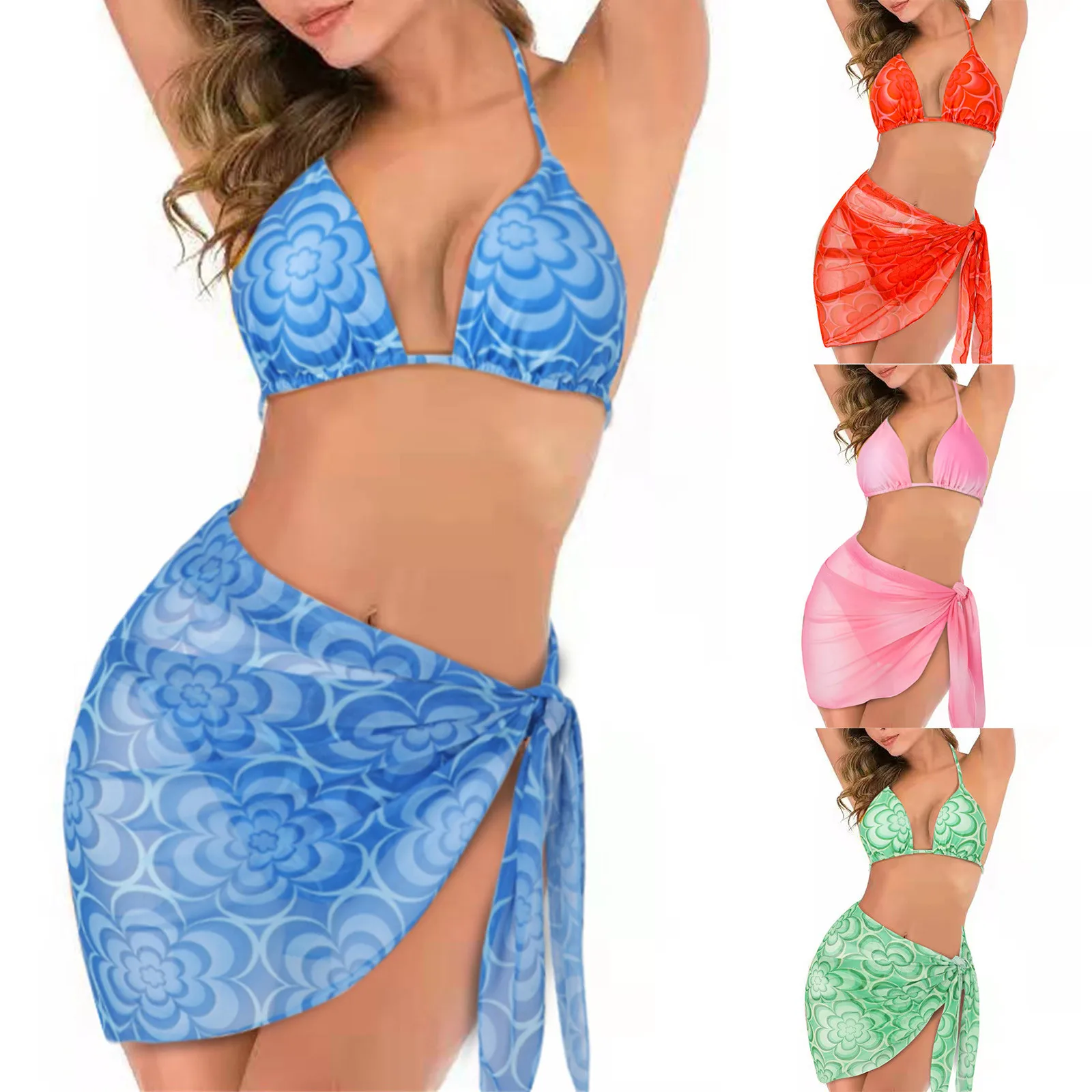 Tankini de cintura alta para mujer, traje de baño con estampado de nuevo diseño, Bikini, conjunto de 3 piezas para playa, 2024