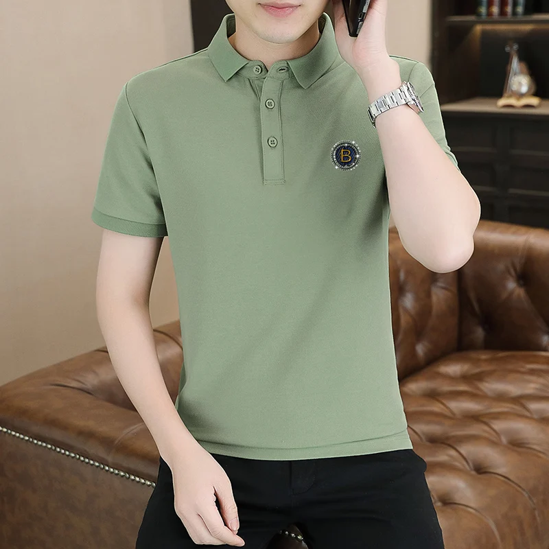 

Slim Fit Men's ort Sve irt Summer Thin Sle Turn-down Collar T-irt Breathable Casual Faion Urban Sle Cotto...
