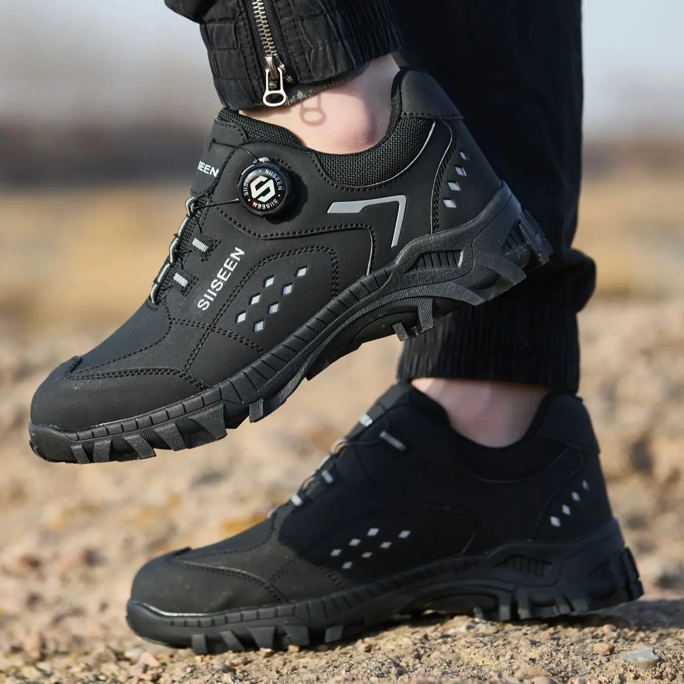 أحذية أمان للرجال برأس فولاذي مقاومة للثقب ونعل خفيف الوزن وجيد التهوية لأحذية العمل الخارجية