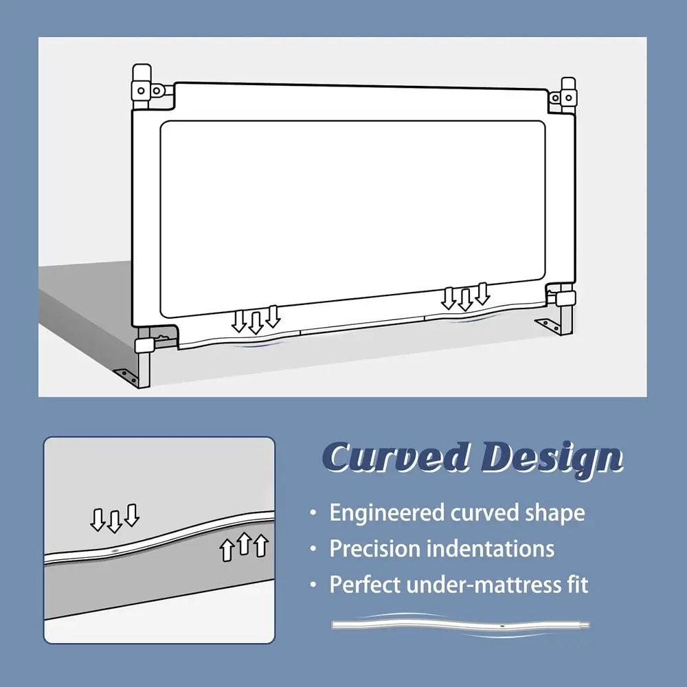 헤드보드 막대가 있는 유아용 침대 난간, 트윈/풀/퀸/킹 침대용 조절 가능한 가드, 78.7x78.7x59 퀸