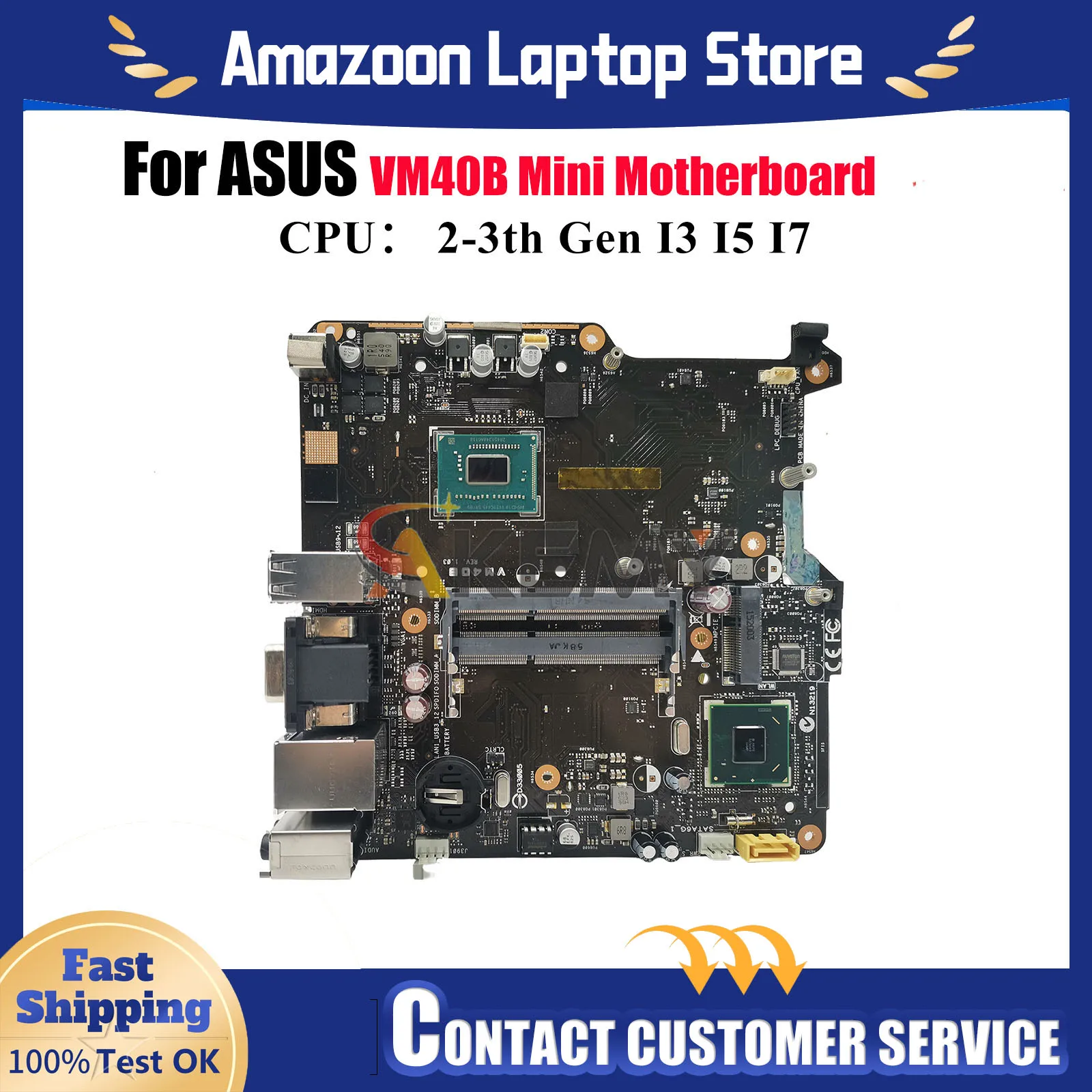 

VM40B Laptop Motherboard For ASUS VivoMini VM40B VM40 Notebook Mainboard With I3 I5 I7 CPU 100% tests OK fast shipping stk