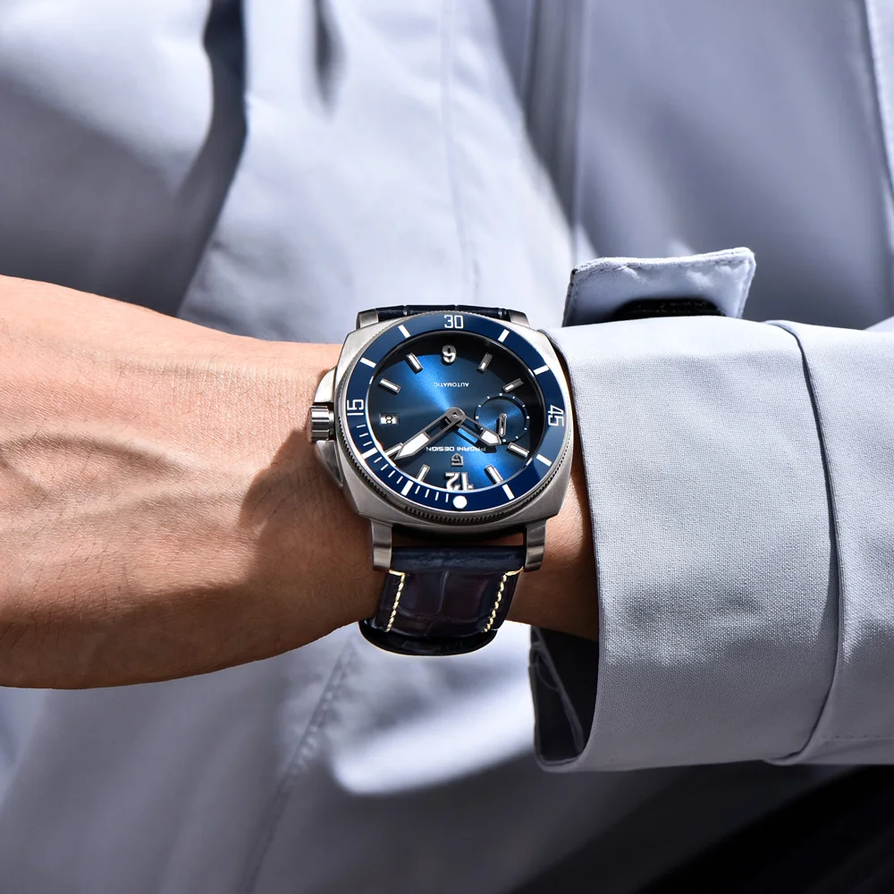 PAGANI DESIGN Men's Watch Leather Automatic Mechanical Watch For Men AR Sapphire Crystal Stainless Steel Waterproof Chronograph