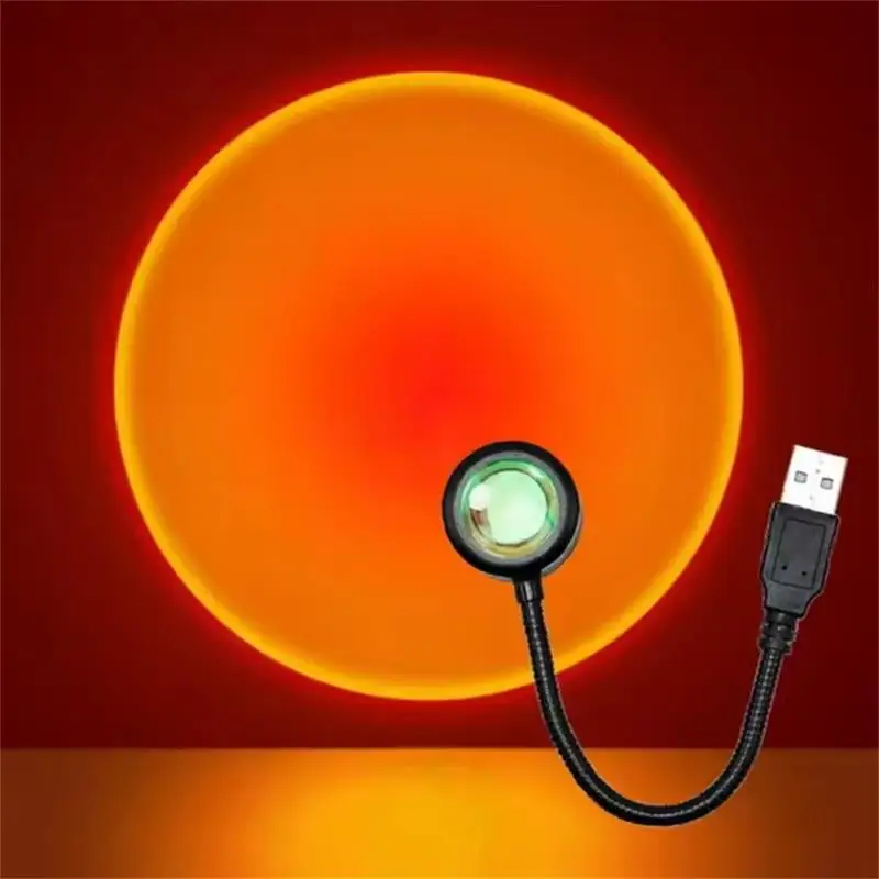 LED Sunset Lamp USB Rainbow Neon Night Light Projector Lamp Room Phone Self Photography Atmosphere Light Bedroom Wall Decor Gift