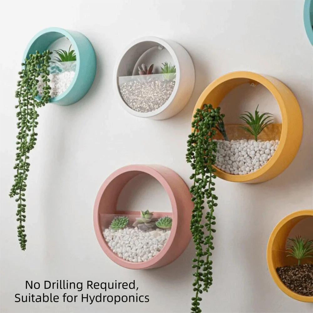 Wall Mounted Hydroponic Planter Pot Leakproof Design Space Saving Wall Mounted Planter Light Tube Included Multi-Color