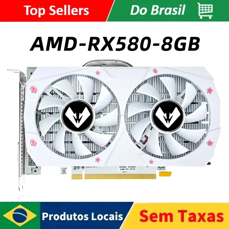 MOUGOL AMD RX 580 8GB 2048SP Gaming Graphics Card GDDR5 256Bit PCI Express 3.0 ×16 8Pin Radeon GPU RX580 Series placa de video