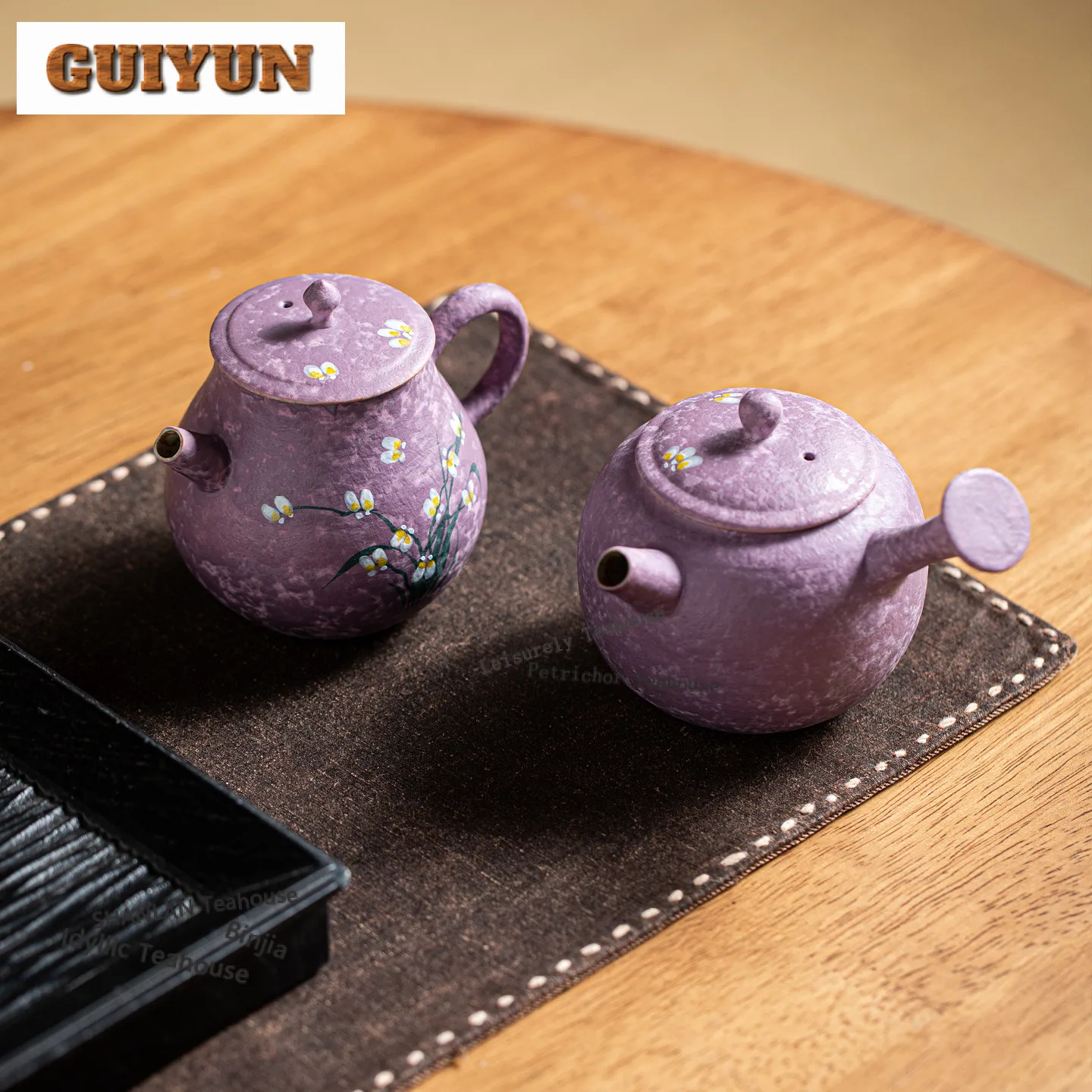

Purple Hand-painted Orchid Teapot Handmade Tea Infuser Pot Tea Brewing Kettle With Strainer For Tea Accessories Decoration Craft