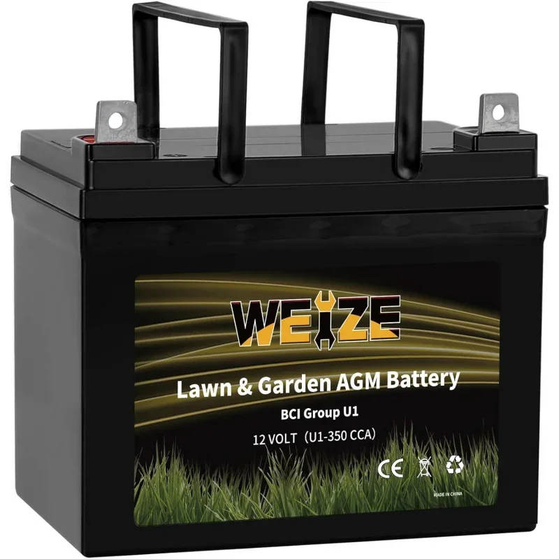 Garden AGM Battery, 12V 350CCA BCI Group U1 SLA Starting Battery Lawn, Tractors and Mowers, Compatible with, Toro