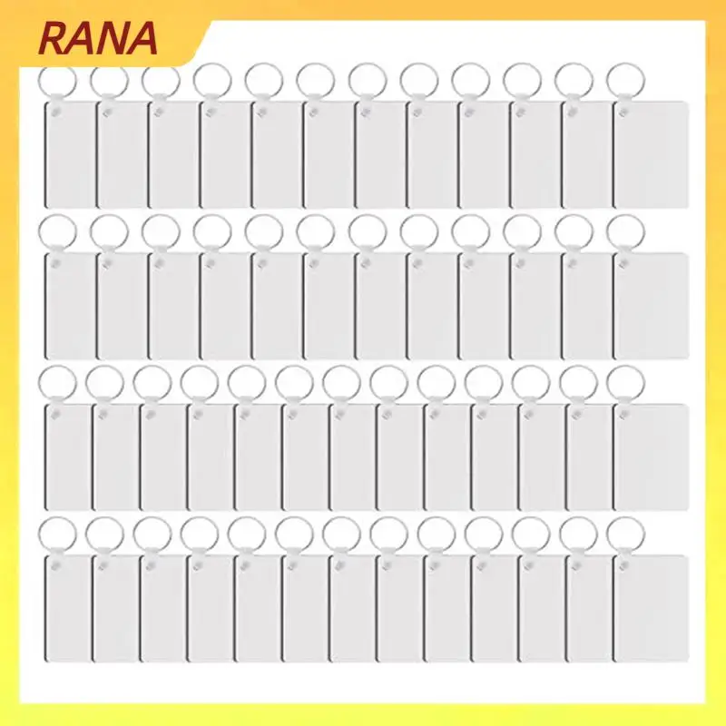 

50 Pieces White MDF Rectangle Sublimation Blanks Keychain Blanks Double Side Heat Transfer MDF Blanks Board Key