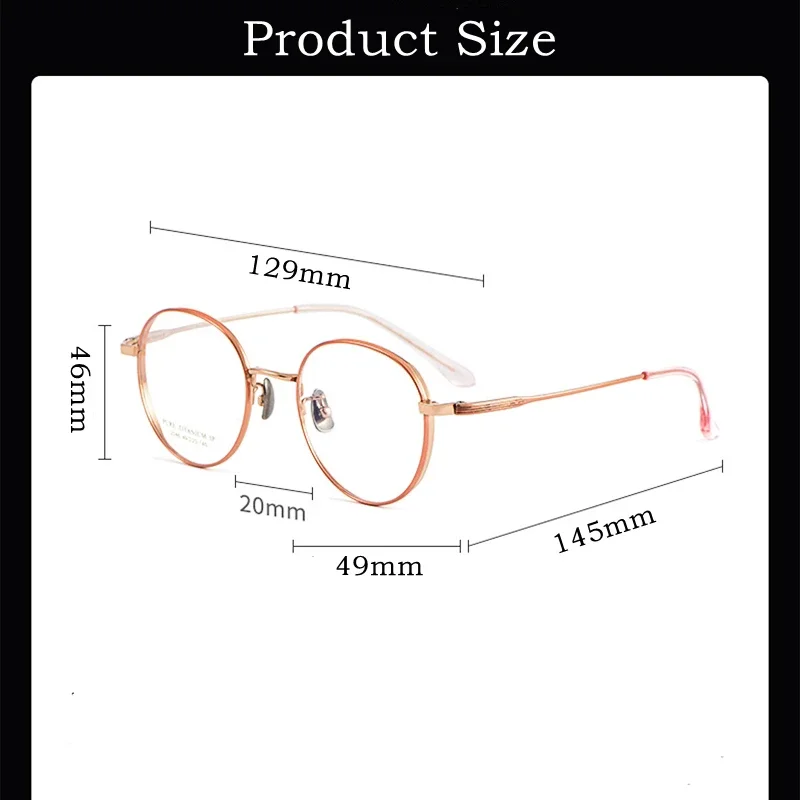 نظارات OLLYMURS الجديدة المريحة عالية الجودة من التيتانيوم النقي للرجال بإطار نظارات بصرية مستديرة كلاسيكية للنساء