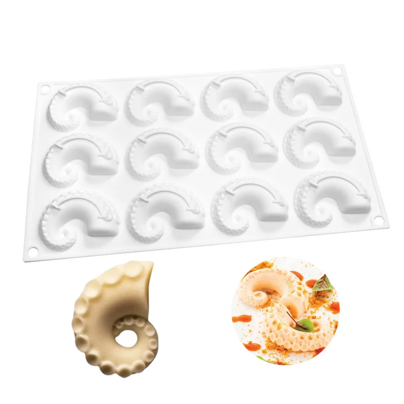 12Even Tentacles Ofsquid Mousse Cake MoldDIYCreative Octopus Feet Swing Plate Decorative Silicone Baking Abrasive Tool