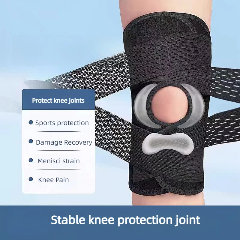 1PC Knee Brace with Side Stabilizers for Meniscal Tear Knee Pain ACL MCL Injuries Recovery Breathable Adjustable Knee Support