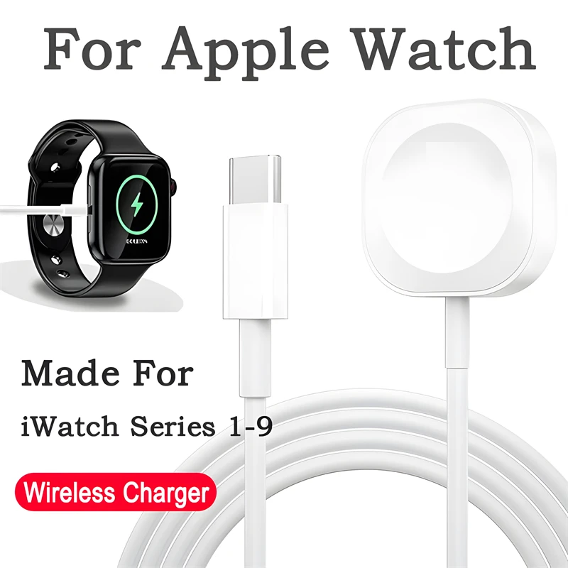 شاحن USB محمول من النوع C لساعة أبل السلسلة 9 8 7 USB ساعة مغناطيسية لاسلكية كابل شحن سريع لساعة iWatch Ultra 6 5