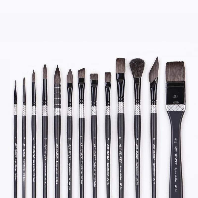Artsecret New Arrival #940 Watercolor Painting Brush 13/Set Organic Squirrel Blue Horse Hair Fashion Wooden Handle Art Supplies