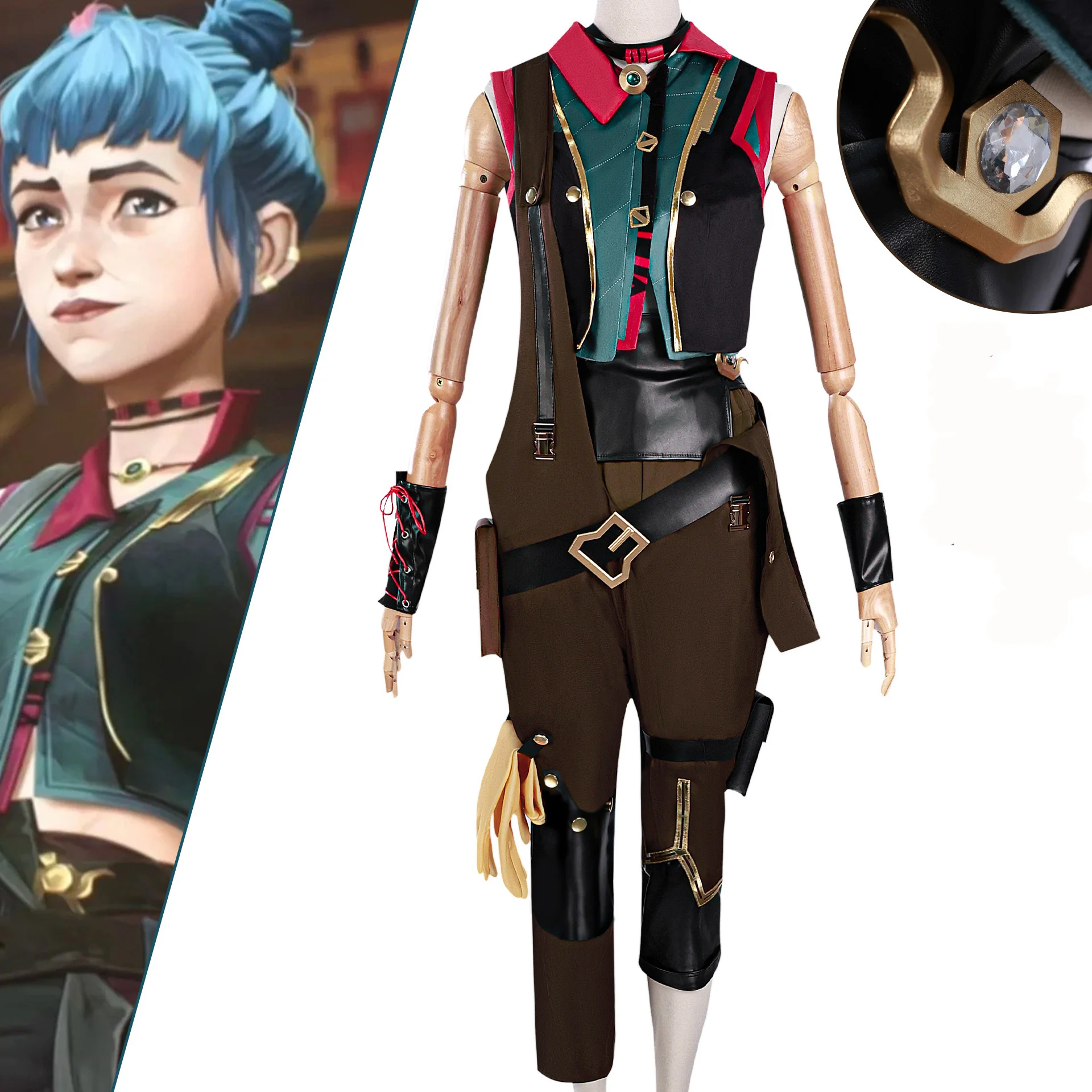 

Game LOL Arcane Season 2 Jinx Cosplay Costume Jinx Wig Costumes Cosplay For Woman Girl Party Cosplay Full Set