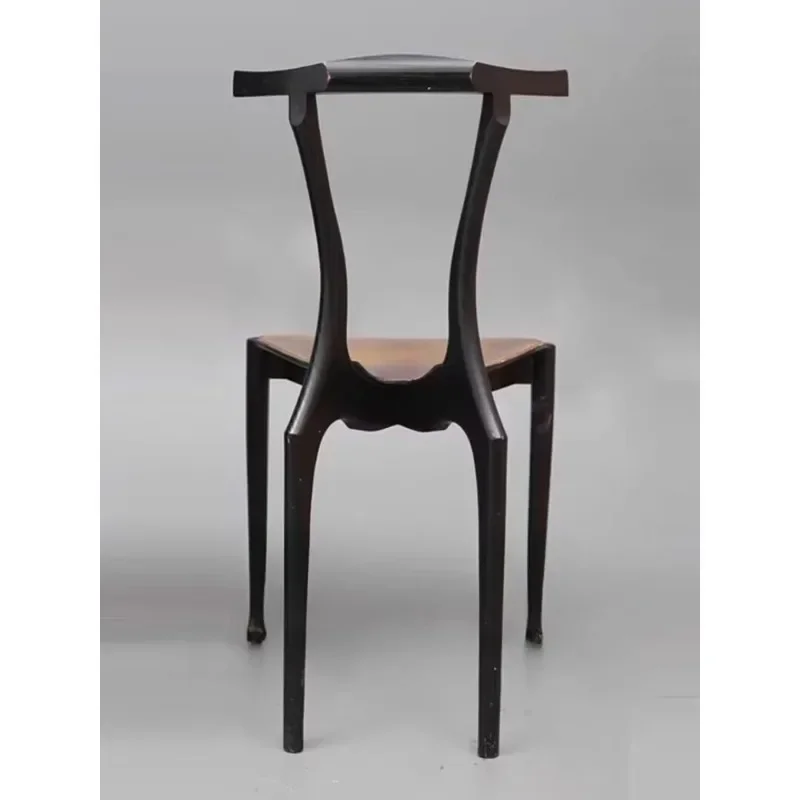 Solid wood imported teak Spanish designer high-strength soft bag leather dining chair, medieval desk and chair art style