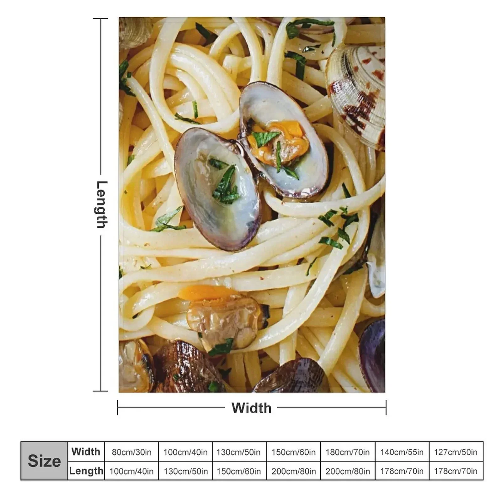 Linguini Pasta with Clams Throw Blanket couch cozy soft plush fuzzy picnic outdoor blanket