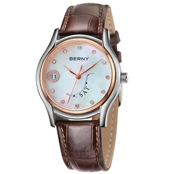 Orologi da donna eleganti di lusso orologi da polso impermeabili al quarzo calendario orologio da polso da donna Vintage in pelle marrone