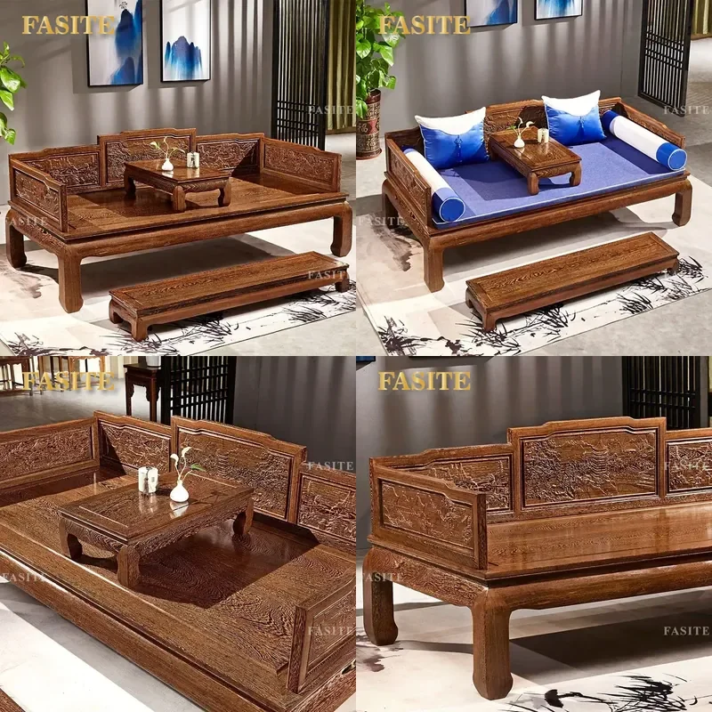 For Chinese Arhat Bed National Standard Wood Solid Wood Mortise and Tenon Sofa Living Room Furniture