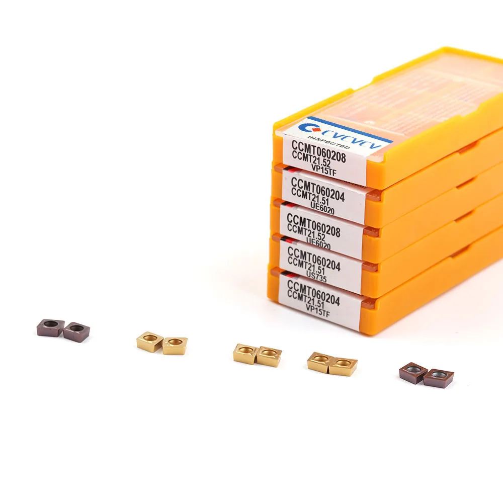 10 Chiếc CCMT060204 VP15TF UE6020 US735 CCMT060208 Ban Đầu Lắp Bên Trong Vòng Cụ Xay CNC Lưỡi Dao Dụng Cụ Tiện Dụng Cụ Cắt