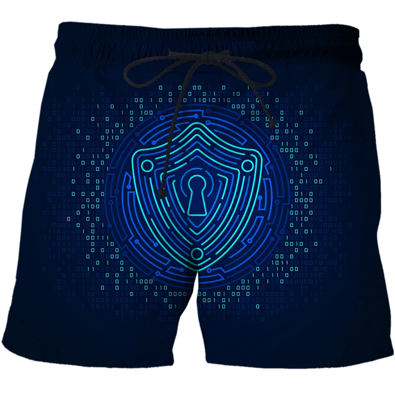 AI technology data pattern  Beach Shorts male 3D printed 2022 New Fashion Board shorts Men/Women summer Shorts Pants Swimwear