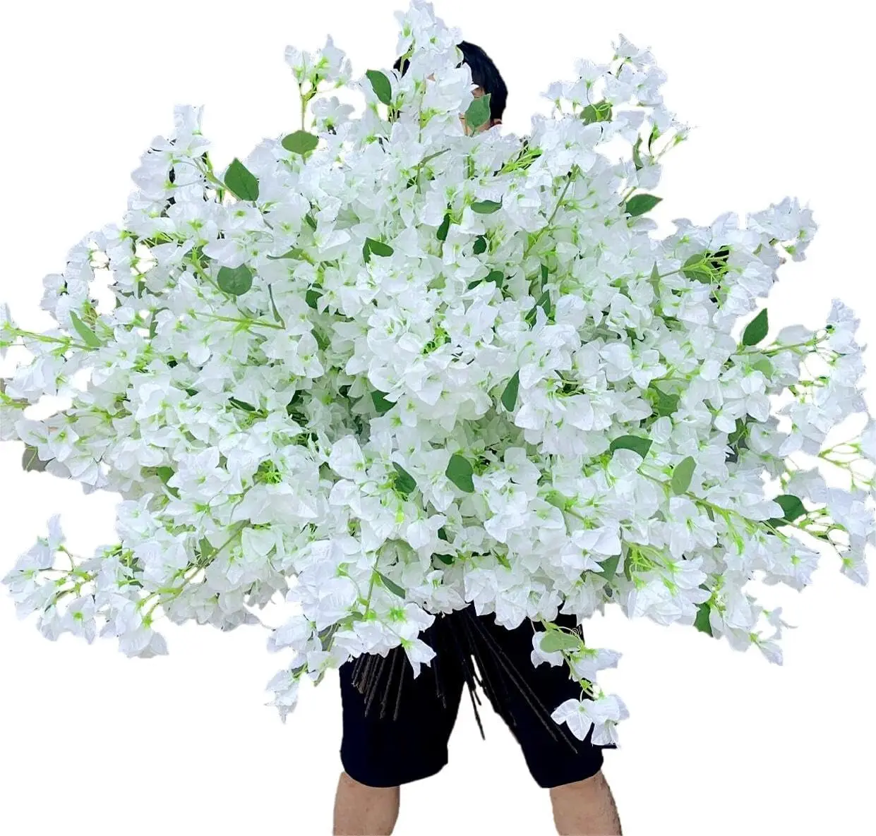 40Pcs Bulk Artificial Bougainvillea Silk Flowers Long Branches Plant Stems 45