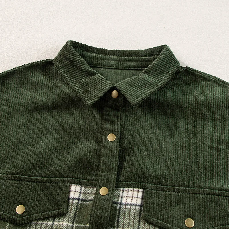 سترة سروال قصير منقوشة بألوان متباينة لخريف وشتاء 2025 بأكمام طويلة للنساء #5