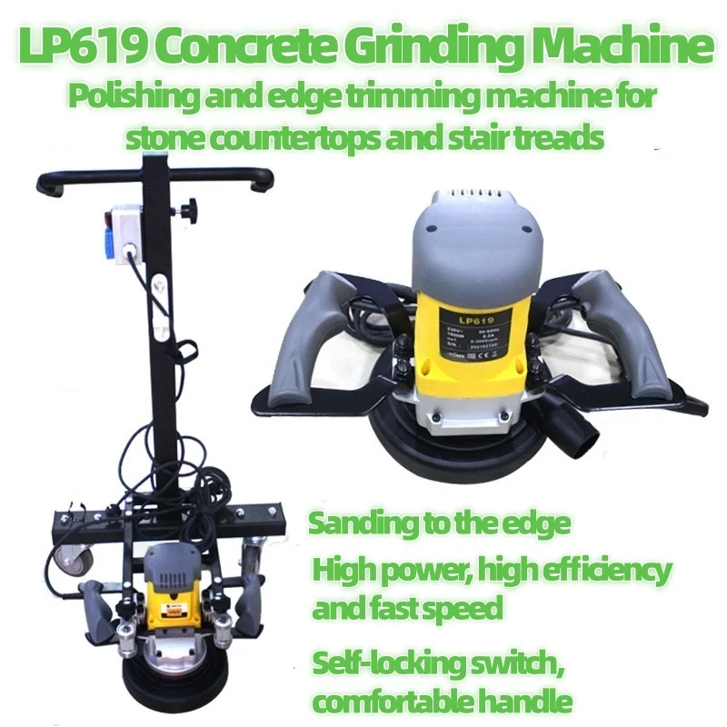 Hand Push Floor Edge Trimming Grinder Adjustable Height Handle Small Edge Polisher For Construction Cement Epoxy Floor Wall