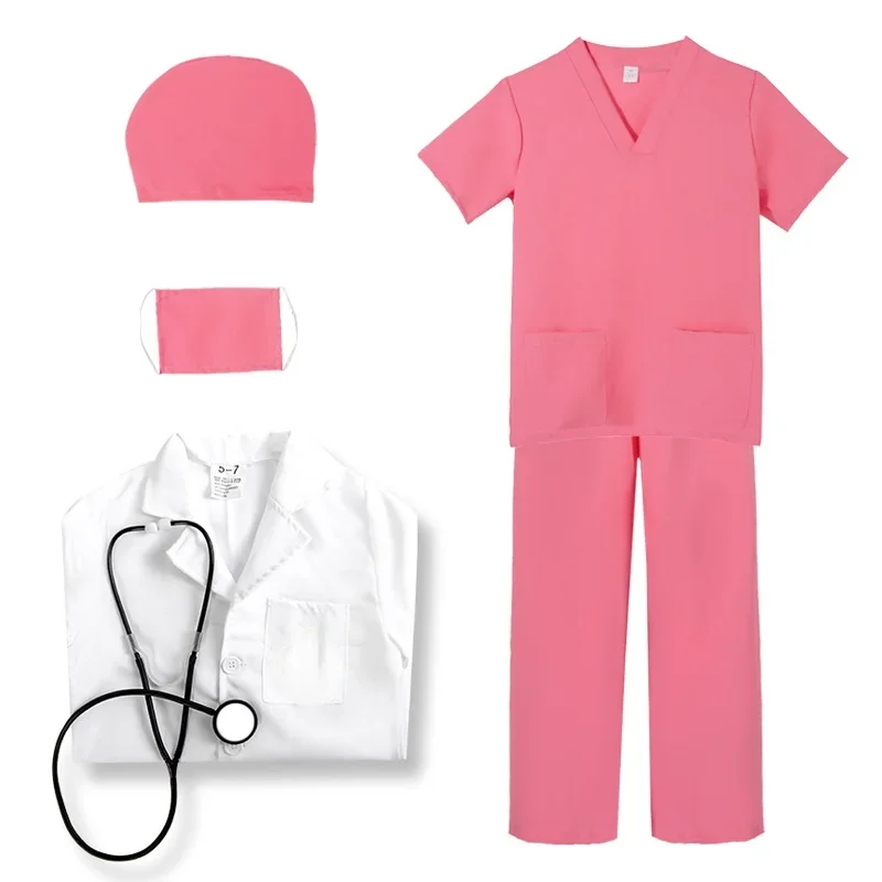 موضوع حفلة تنكرية تظهر دور اللعب المهنية معاطف للأطباء والممرضات الأبيض الأخضر دعوى تنورة طفل صبي فتاة تأثيري زي الهالوين