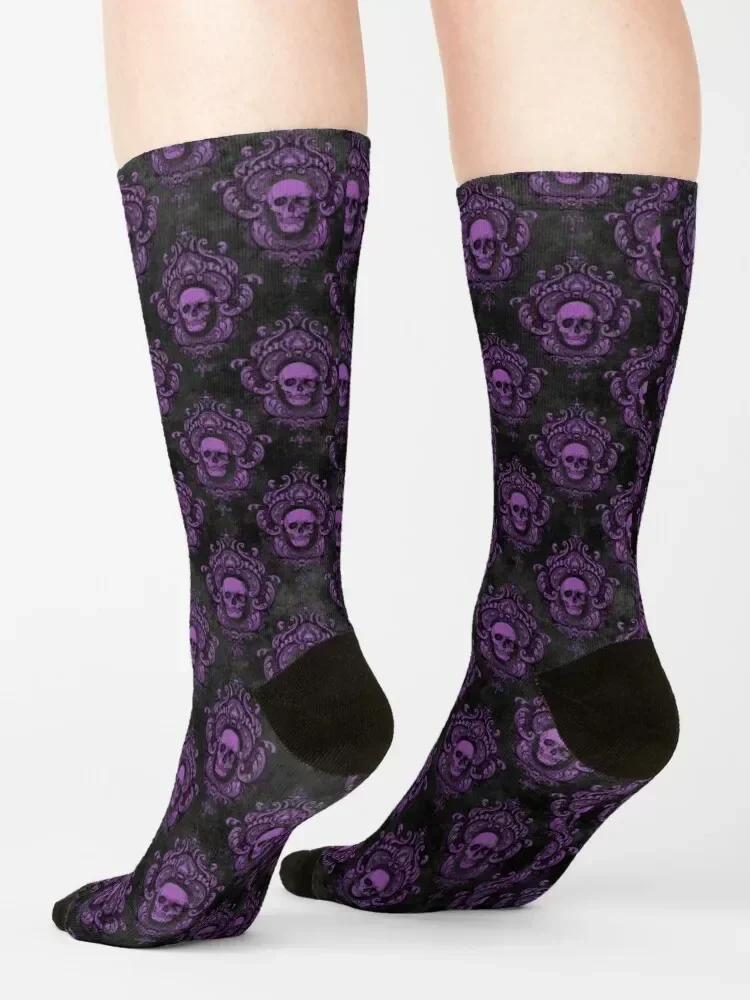 Purple skull Socks anti-slip professional running shoes Non-slip Socks For Man Women's