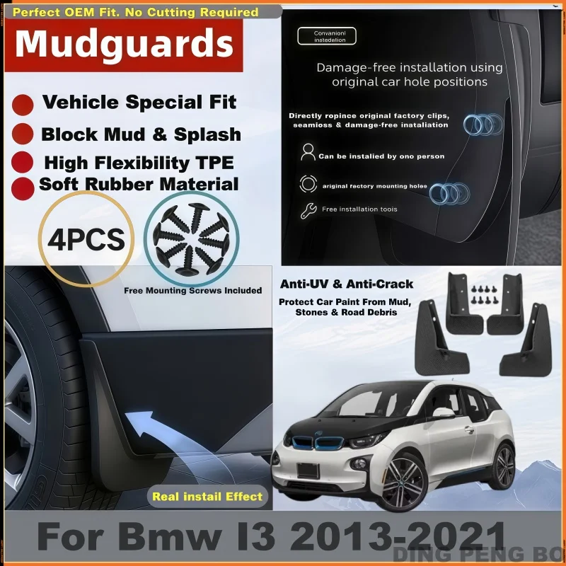 MudFlaps For Bmw I3 2013-2021 Mudguards Mud Flaps Splash Guards Front Rear Wheels Fender Car Accessories 4Pcs
